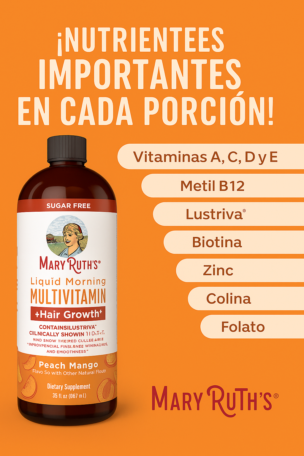Multivitamínico avanzado para el crecimiento del cabello MaryRuth’s® 887ml