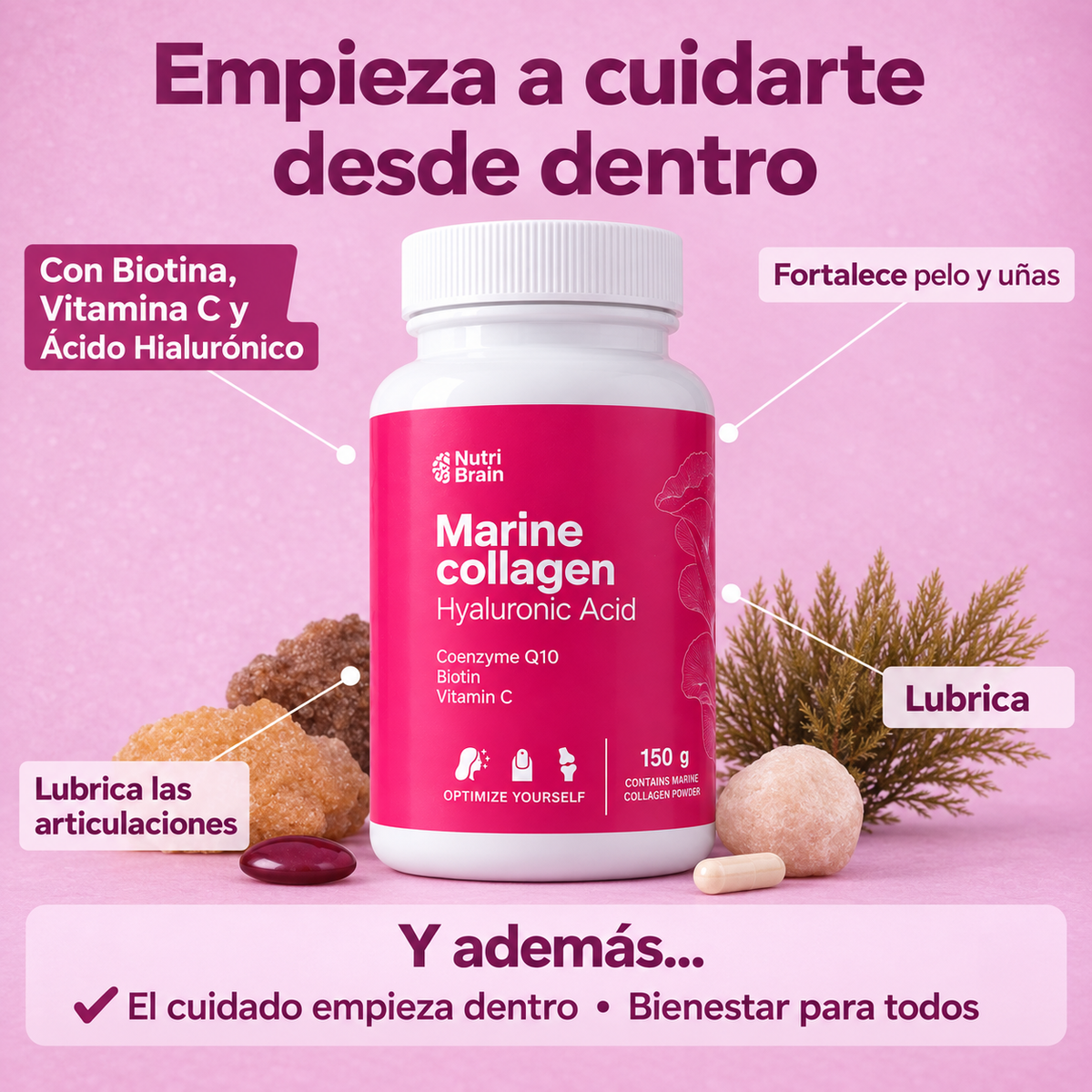 Marine Collagen · Colágeno Marino con Ácido Hialurónico, Biotina y Vitamina C