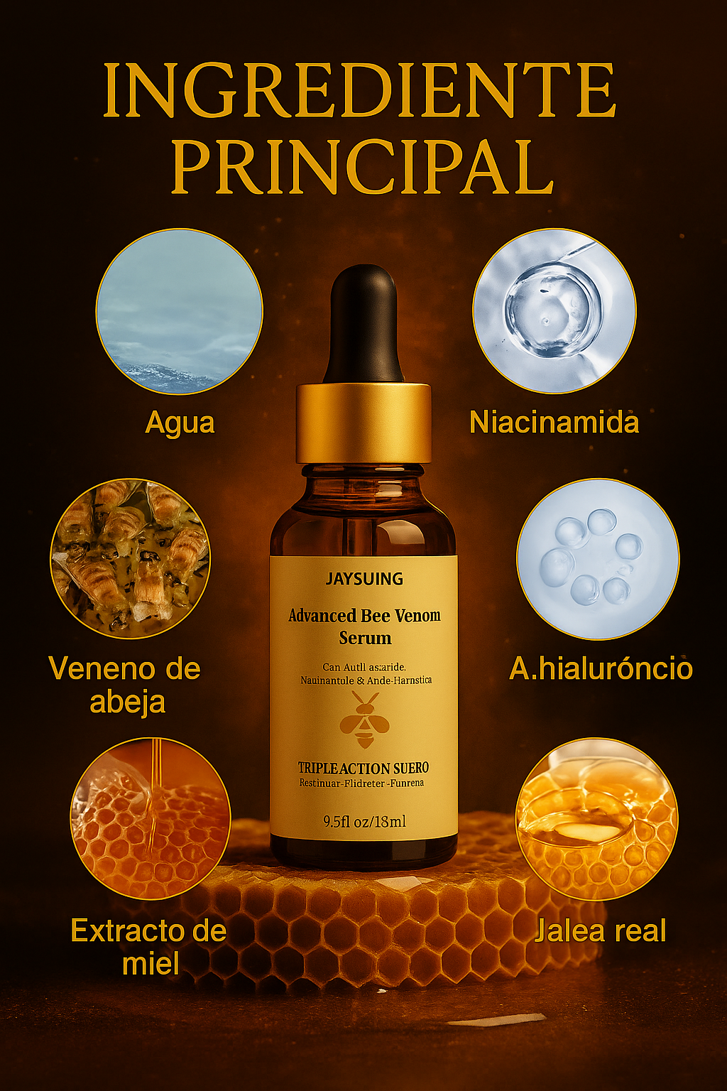 Sérum Elixir de veneno  abeja.Anti-envejecimiento, reparador, hidratante