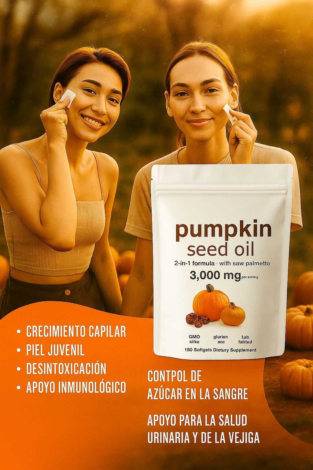 Aceite de Semilla de Calabaza 3000 mg – Cabello Fuerte y Piel Radiante